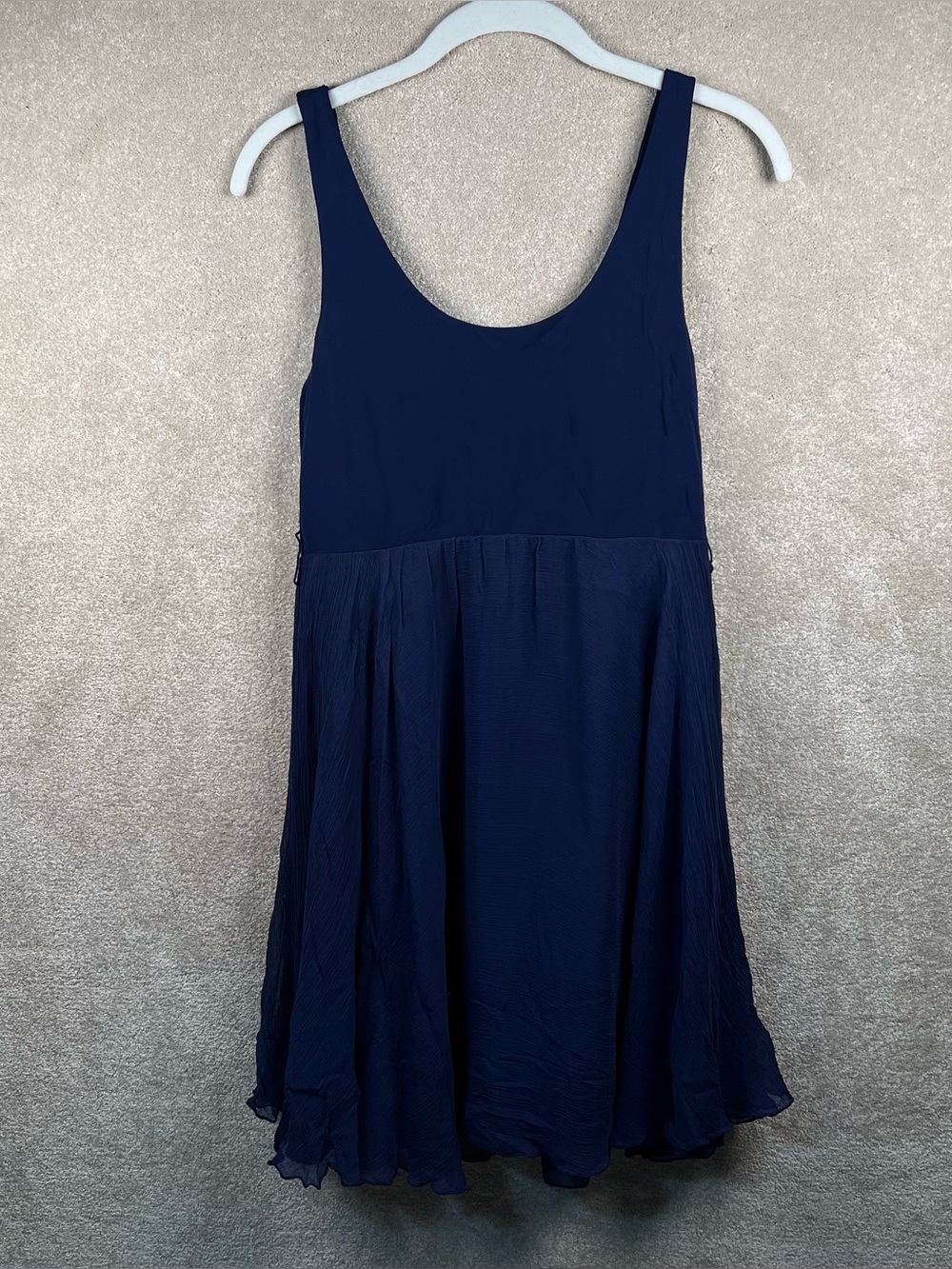 Alice + Olivia Cocktail Dress Sleeveless Blue Chiffon Open Back Missing Belt 10